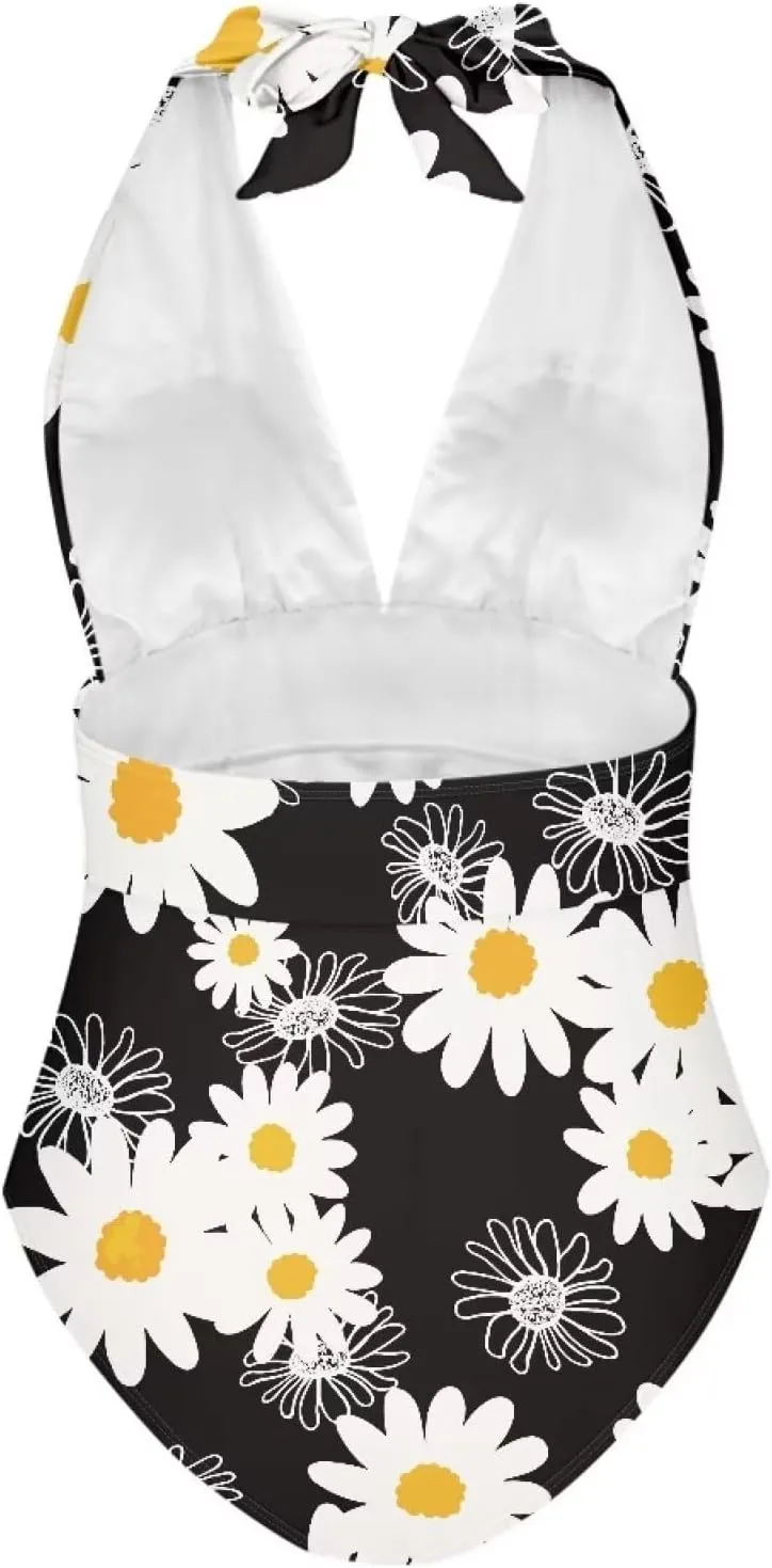 1 Piece High Cut Bikini Suit Comfort Sexy Halter Neck Swimsuit Print Quick Dry Beach Swimwear 2024 Customization