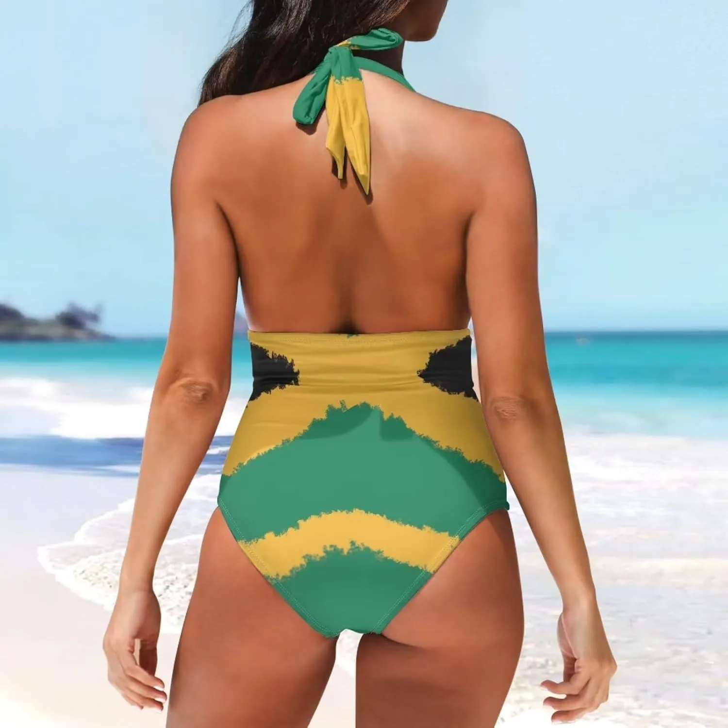 2024 V-Neck Bikini Tummy Contol Womens Swimwear High Cut One Piece Swimsuit Polynesian Swimwear(Loose Size)
