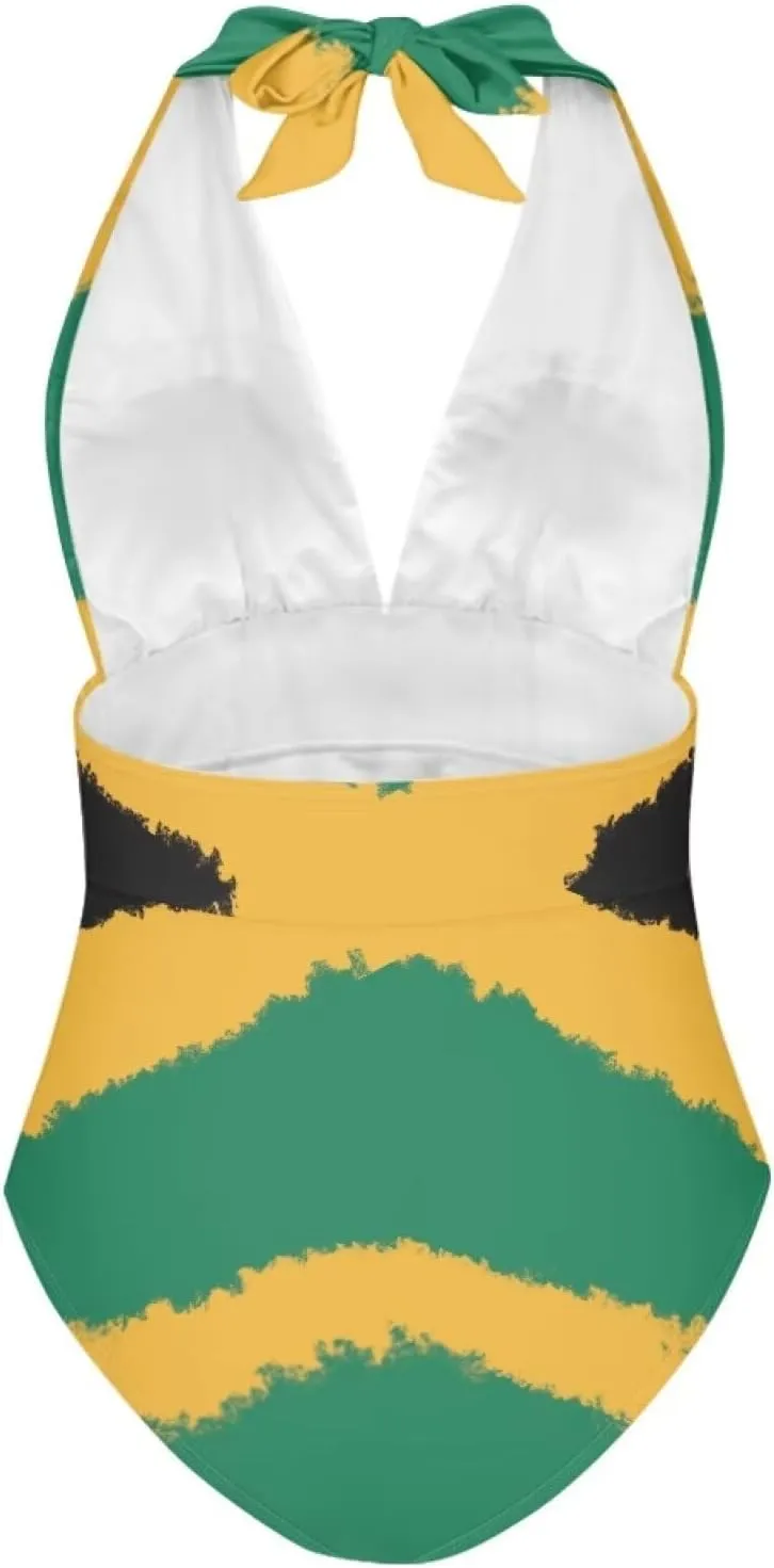 2024 V-Neck Bikini Tummy Contol Womens Swimwear High Cut One Piece Swimsuit Polynesian Swimwear(Loose Size)