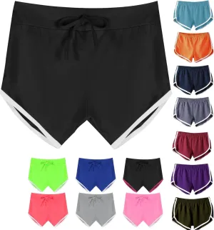Biker Shorts Women Elastic Waist Athletic Shorts Drawstring Workout Shorts High Waisted Running Shorts Gym Shorts