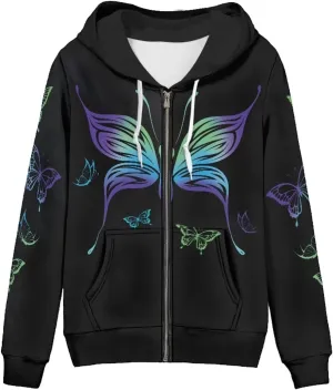 Buybai Women Casual Zip-Front Hoodie with Pocket Plus Size Hooded Sweatshirts Drawstring