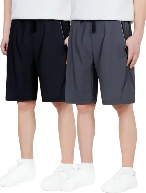 CAMLAKEE Boys Athletic Shorts Quick Dry Kids Performance Basketball Shorts with Zipper Pockets