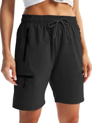 Cargo Womens Shorts Zipper Pockets Quick Dry Lightweight Summer Drawstring Shorts for Women