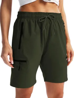 Cargo Womens Shorts Zipper Pockets Quick Dry Lightweight Summer Drawstring Shorts for Women