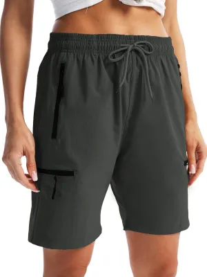 Cargo Womens Shorts Zipper Pockets Quick Dry Lightweight Summer Drawstring Shorts for Women