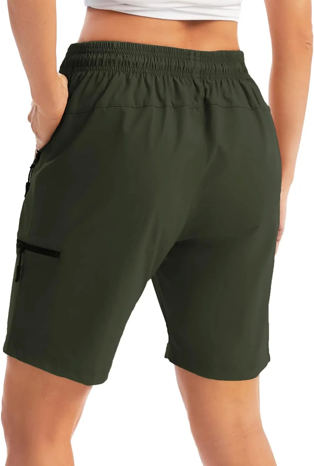 Cargo Womens Shorts Zipper Pockets Quick Dry Lightweight Summer Drawstring Shorts for Women