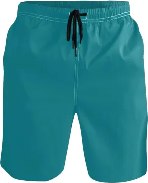 CHIFIGNO Peacock Blue Men's Swim Shorts, Small Quick Dry, Beach Shorts for Men