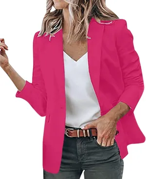 Collarless Blazer Jackets for Women Business Women Tops Open Front Prtite Basic Blazers Soft With Pockets Cardigan