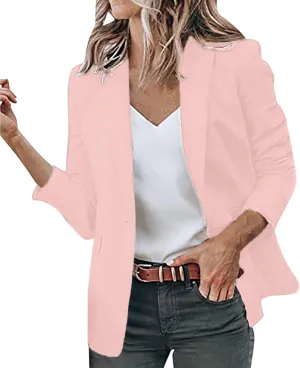 Collarless Blazer Jackets for Women Business Women Tops Open Front Prtite Basic Blazers Soft With Pockets Cardigan