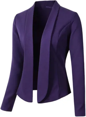 Collarless Blazer Jackets for Women Tweed Women Suit Long Sleeve Dressy Trendy Blazers Loose Oversized Cardigan