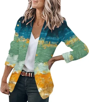 Collarless Blazer Jackets for Women Tweed Womens Coat Open Front Wool Fashion Cardigan Loose Fit Herringbone Coat