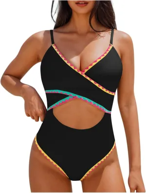 Cutout One Piece Swimsuit Women High Cut Tummy Control Bathing Suit Sexy Backless Slimming Monokini Swimwear 2025