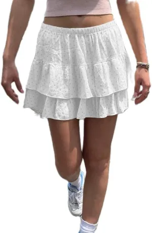 DSORVICD Women Y2k Pleated Mini Skirt Floral Print High Waist Ruffle Skirt Boho Layered Short Skirts Summer Vacation Clothes