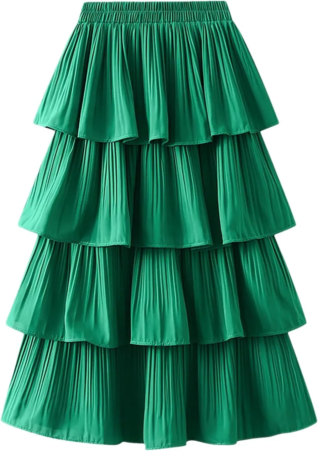 Female Ruffled Tiered Maxi Tulle Skirt Women Spring Summer High Waist Pleated Mesh Long Skirt