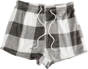 Flannel Pajamas Shorts Women Plaid Pj Shorts Fleece Lounge Shorts Casual Winter Shorts Comfy Fluffy Shorts Loungewear