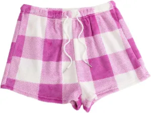 Flannel Pajamas Shorts Women Plaid Pj Shorts Fleece Lounge Shorts Casual Winter Shorts Comfy Fluffy Shorts Loungewear