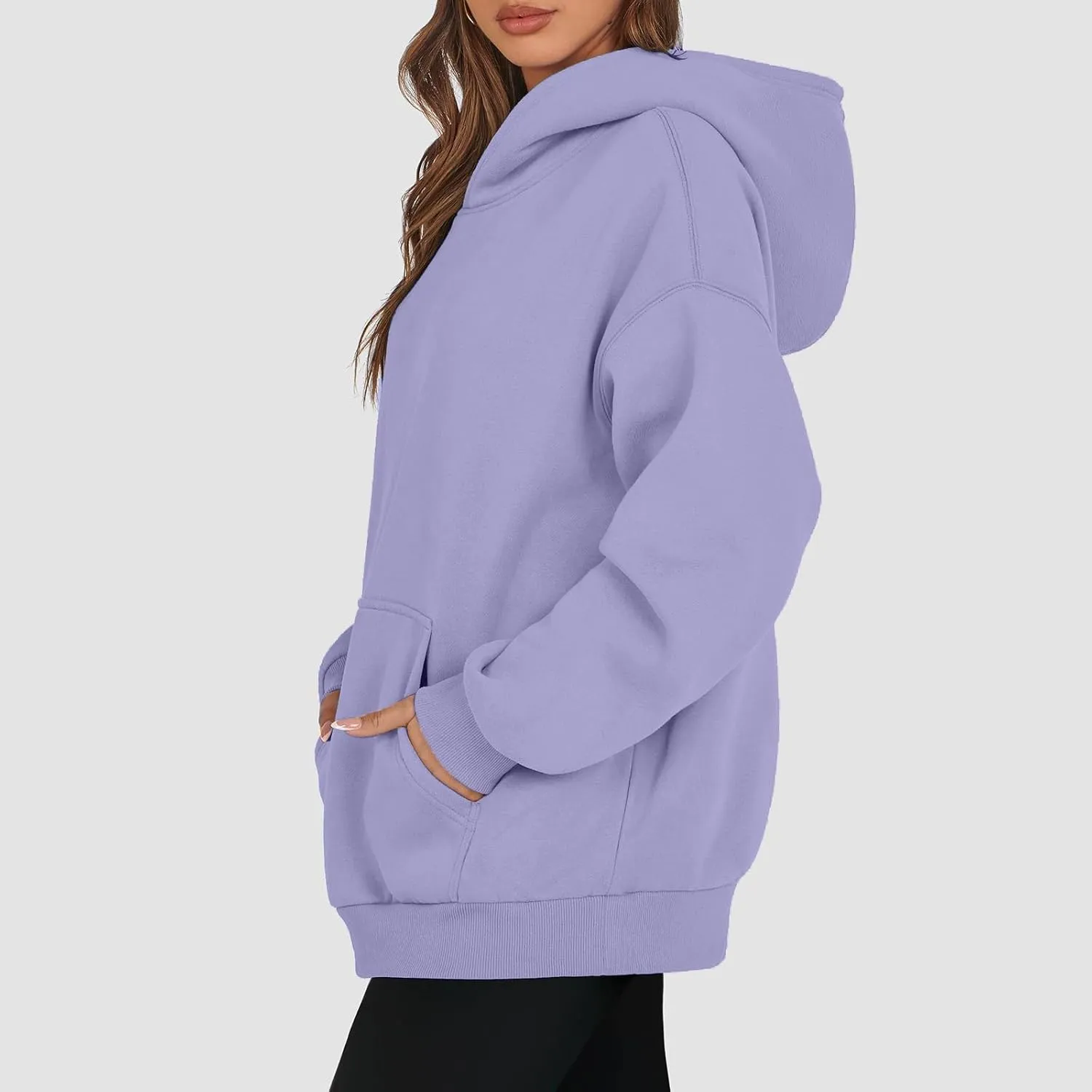 Fleece Oversized Hoodies for Women Preppy Sweatshirt Pullover Lightweight Hooded Sweatshirts Sweaters with Pocket