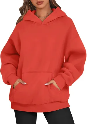 Fleece Oversized Hoodies for Women Preppy Sweatshirt Pullover Lightweight Hooded Sweatshirts Sweaters with Pocket