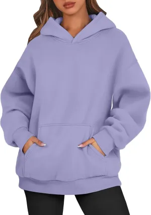 Fleece Oversized Hoodies for Women Preppy Sweatshirt Pullover Lightweight Hooded Sweatshirts Sweaters with Pocket