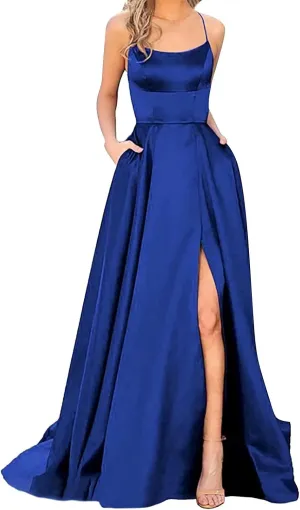Formal Dresses for Women 2024 Summer Plus Size Sleeveless Side Slit Satin Cocktail Wedding Guest Maxi Dress for Curvy Women