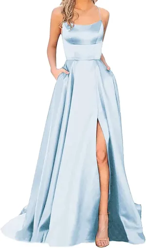 Formal Dresses for Women 2024 Summer Plus Size Sleeveless Side Slit Satin Cocktail Wedding Guest Maxi Dress for Curvy Women