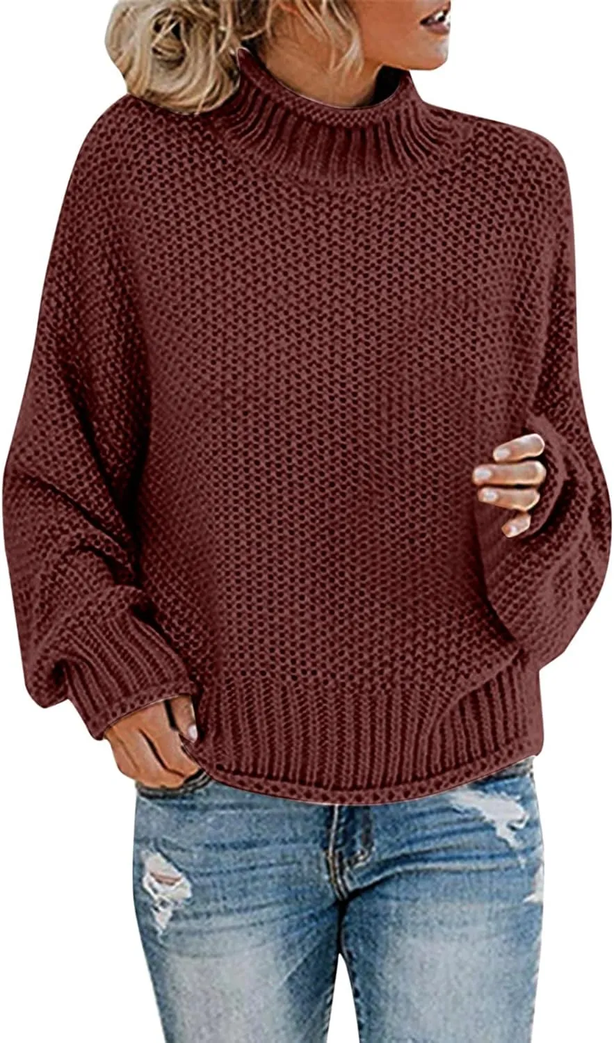 GOKKILRW Womens Oversized Turtleneck Sweater Casual Long Sleeve Cable Knit Oversized Soft Slouchy Loose Pullover Jumper Tops