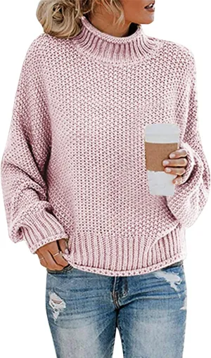 GOKKILRW Womens Oversized Turtleneck Sweater Casual Long Sleeve Cable Knit Oversized Soft Slouchy Loose Pullover Jumper Tops
