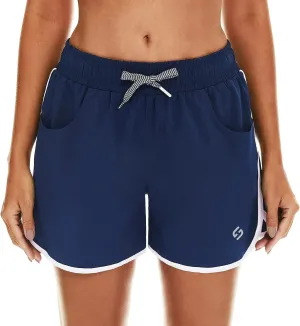 HODOSPORTS Women's 4" Swim Shorts Quick Dry Board Shorts Swimsuit Bottom with Pockets