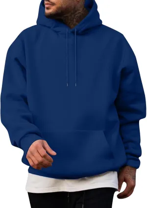 Hoodies for Men Long Sleeve Drawstring Pullover Hoodie Fleece Hooded Sweatshirts Casual Solid Color Pocket Hoody Tops