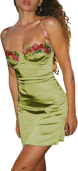 IMISSILLEB Women's Spaghetti Straps Dress Backless Bodycon Midi Dress Sexy Wedding Cocktail Evening Party Summer Mini Dresses
