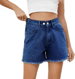 Jean Shorts for Women Adjustable High Waisted Raw Hem Baggy Denim Shorts with Pockets 2025 Summer Streetwear