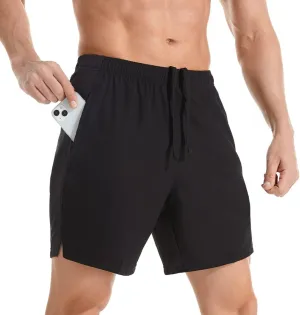 Men's 7" Athletic Running Shorts Lightweight Quick Dry Gym Workout Shorts with Zipper Pockets