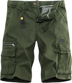 Mens Cargo Shorts Cotton Work Shorts Multi Pocket Casual Workout Shorts for Men with No Belt Shorts below Knee Hiking Shorts