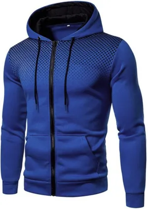 Mens Full Zip Hoodies 2023 Color Block Long Sleeve Casual Drawstring Sweatshirt Sport Outwear Jacket with Pockets