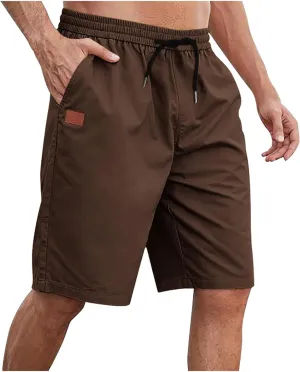 Mens Shorts Casual Drawstring Lounge Shorts Elastic Waist Athletic Summer Shorts Plus Size Running Gym Shorts Pockets