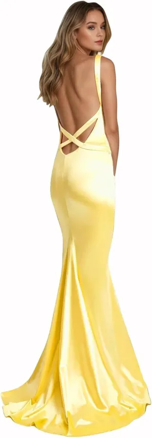 Mermaid Satin Prom Dresses Backless Spaghetti Straps Long Formal Evening Gowns for Women Cocktail Party Dress