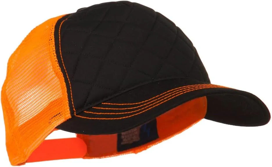 MG Fashion Quilted Trucker Two Tone Neon Mesh Cap - Black Neon Green