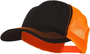 MG Fashion Quilted Trucker Two Tone Neon Mesh Cap - Black Neon Green