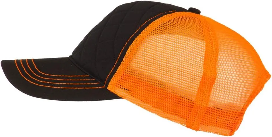 MG Fashion Quilted Trucker Two Tone Neon Mesh Cap - Black Neon Green
