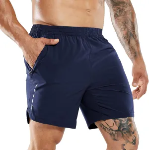 MIER Men's Running Shorts 7" Quick Dry Gym Athletic Workout Shorts with Zipper Pockets