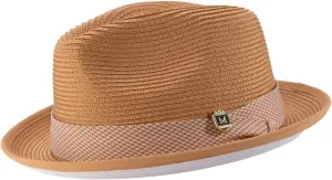 MONTIQUE Men's Braided Two Tone Stingy Brim Pinch Fedora Hat - H-2318