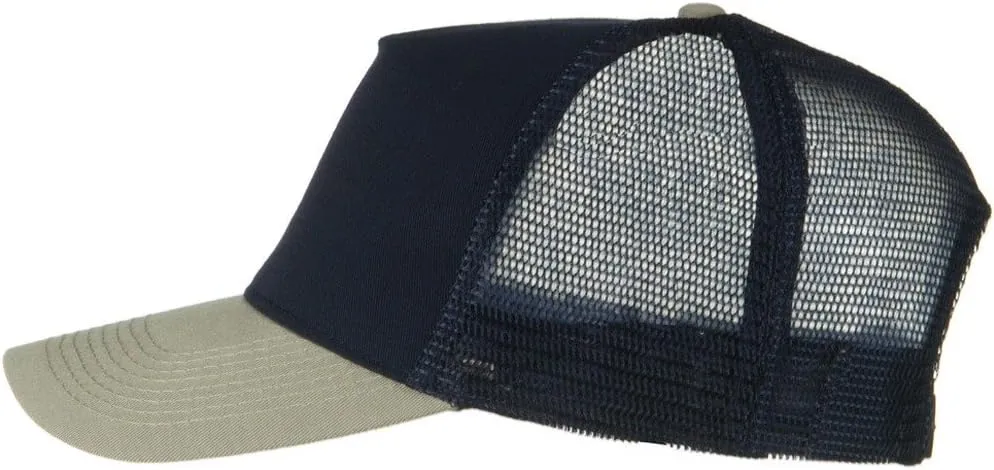 OTTO Two Tone Cotton Twill 5 panel Mesh Back Cap - Black Khaki