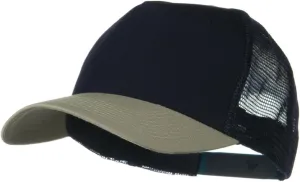 OTTO Two Tone Cotton Twill 5 panel Mesh Back Cap - Black Khaki
