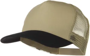OTTO Two Tone Cotton Twill 5 panel Mesh Back Cap - Black Khaki