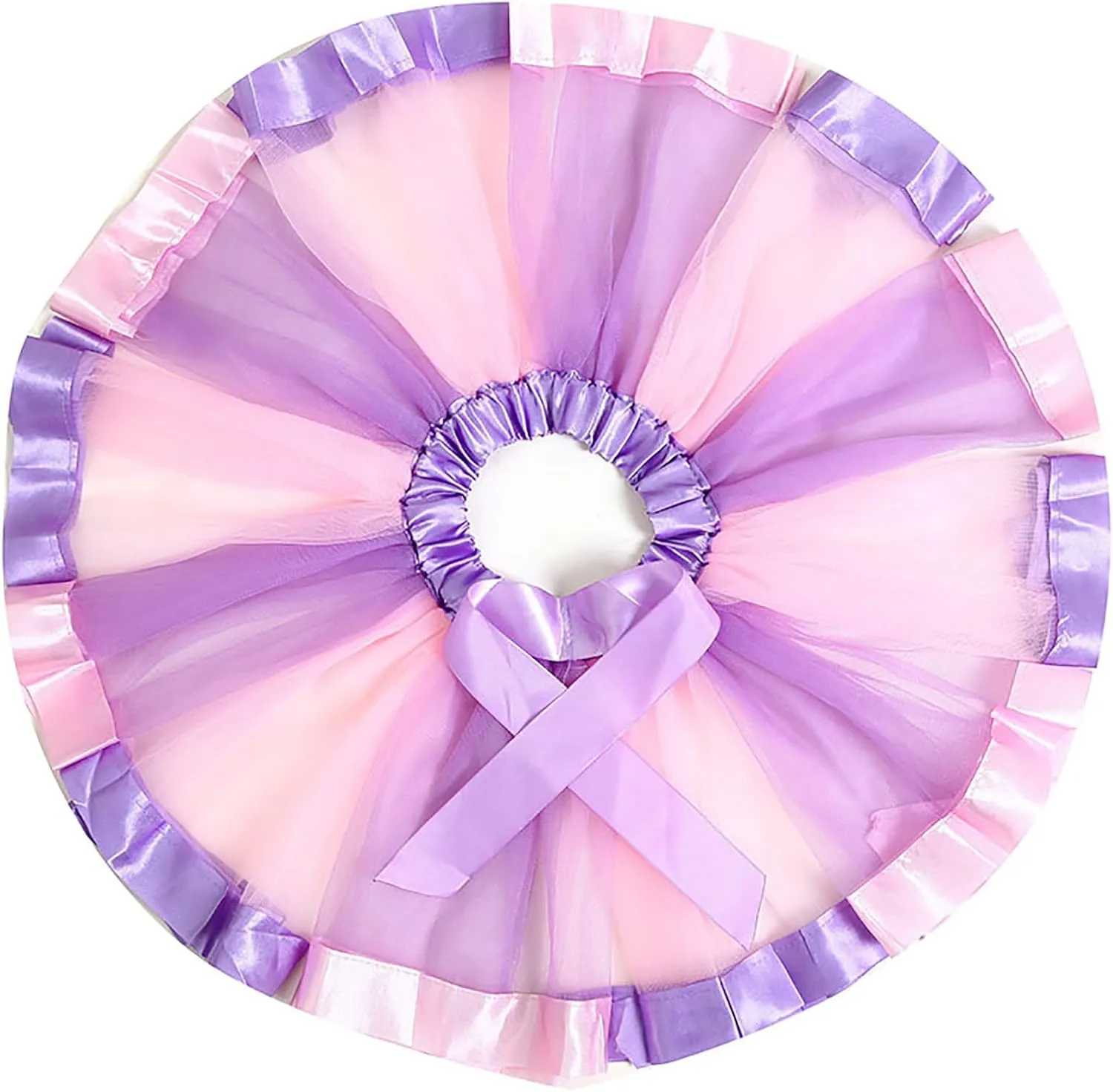 Rainbow Tutu Skirt for Women Colorful Ballet Costume Skirt Adult Dance Petticoat with Satin Trim Ribbon