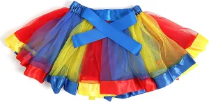 Rainbow Tutu Skirt for Women Colorful Ballet Costume Skirt Adult Dance Petticoat with Satin Trim Ribbon