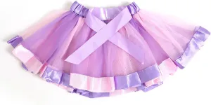 Rainbow Tutu Skirt for Women Colorful Ballet Costume Skirt Adult Dance Petticoat with Satin Trim Ribbon