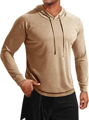 Runcati Mens Lightweight Hoodies Pullover Long Sleeve Casual Workout Athletic Shirt Hooded Sweatshirts