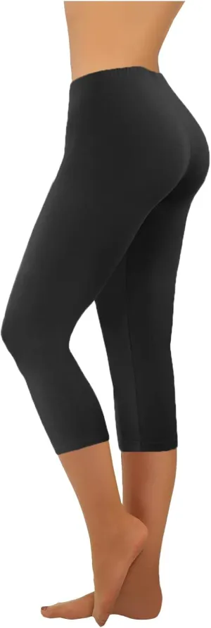 Ruziyoog Womens Capri Leggings High Waist Stretchable Yoga Pants Tummy Control Workout Leggings Compression Capris Pants