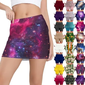 Skorts for Women with Pockets Summer High Waist Shorts Plus Size Athletic Skirt with Built in Shorts for Tennis Golf